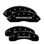 MGP 4 Caliper Covers Engraved Front & Rear WRANGLER Black finish silver ch; 2012-2012