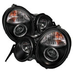 Spyder Mercedes Benz W210 E-Class Halo Projector Headlights - Black - (PRO-YD-MBW21095-HL-BK)