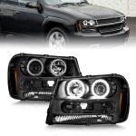 ANZO 02-09 Chevrolet Trailblazer (Will Not Fit 06-09 LT) Projector Headlights w/Halo Black Housing; 2002-2009