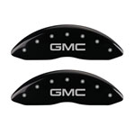 MGP 2 Caliper Covers Engraved Front GMC Black Finish Silver Characters 2008 GMC Canyon; 2004-2005