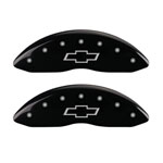 MGP 4 Caliper Covers Engraved F & R Bowtie Black Finish Silver Char 2014 Chevrolet Express 2500; 2012-2017