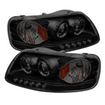 Spyder Ford Expedition 1PC Projector Headlights - LED Halo - Amber Reflector - LED Black Smoke - (PRO-YD-FF15097-1P-AM-BSM)