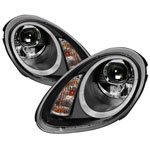 Spyder Porsche Cayman 987 Projector Headlights - Halogen Model Only - DRL LED - Black - (PRO-YD-P98705-DRL-BK)