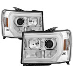 Spyder GMC Sierra 1500/2500/3500 / Denali Version 2 Projector Headlights - Light Bar DRL LED - Chrome - (PRO-YD-GS07V2-LBDRL-C)