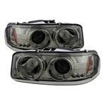 Spyder GMC Sierra Denali Halo LED ( Replaceable LEDs ) Projector Headlights - Smoke - (PRO-YD-CDE00-HL-SMC)