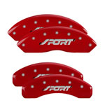 MGP 4 Caliper Covers Engraved Front & Rear SPORT Red finish silver ch; 2011-2014