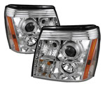 Spyder Cadillac Escalade ( HID Type ) DRL Halo LED Projector Headlights - Chrome - (PRO-YD-CE02-HID-DRL-C)