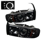 Spyder Dodge Ram 2500/3500 1PC Halo LED ( Replaceable LEDs ) Projector Headlights - Smoke - (PRO-YD-DR94-HL-AM-SMC)