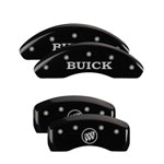 MGP 4 Caliper Covers Engraved Front Buick Engraved Rear Buick Shield Black finish silver ch