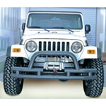 Rugged Ridge 3-In Dbl Tube Front Winch Bumper w/Hoop 76-06 Models; 1976-2006