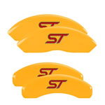 MGP 4 Caliper Covers Engraved Front & Rear No bolts/ST Yellow finish black ch; 2011-2014