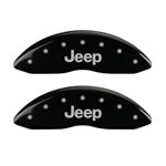 MGP Front set 2 Caliper Covers Engraved Front JEEP Black finish silver ch