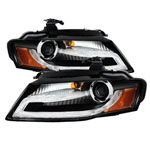 Spyder Audi A4 Projector Headlights - Xenon/HID Model Only - DRL LED - Black - (PRO-YD-AA408-HID-DRL-BK); 2009-2012