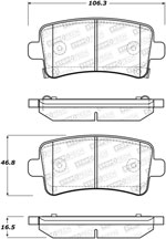 StopTech Street Brake Pads Chevrolet Malibu 296mm Front Disc & Solid Rear Disc, Rear