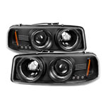 Spyder Gmc Sierra Sierra Denali / Yukon, Denali, Yukon XL Halo Led Projector Headlights - Black - (PRO-YD-CDE00-HL-BK); 2000-2006