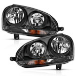 ANZO 2006-2009 Volkswagen Us Rabbit Crystal Headlight Black (Halogen Only); 2006-2009