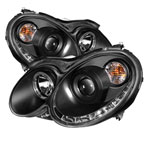 Spyder Mercedes Benz CLK Halo DRL LED Projector Headlights - Black - (PRO-YD-MBCLK03-DRL-BK)