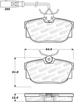 StopTech Street Brake Pads Volkswagen EuroVan 2 sensor wires, Rear; 2001-2003