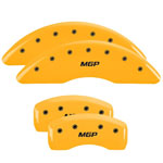 MGP 4 Caliper Covers Engraved Front & Rear MGP Yellow finish black ch; 2016-2016