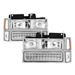 xTune Chevrolet C/K C/10 1500/2500/3500/92-99 Tahoe/92-99 Suburban/94-98 Silverado/92-94 Blazer Full Size (Wont Fit Seal Beam Headlights) Corner/LED Bumper Headlights - Chrome