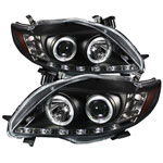 Spyder Toyota Corolla DRL LED Projector Headlights - Black - (PRO-YD-TC09-DRL-BK)