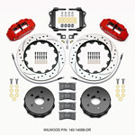 Wilwood Narrow Superlite 4R Rear Kit 14.00in Drilled Red 2007-up Jeep JK w/Lines; 2007-2021