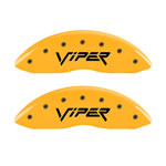 MGP 4 Caliper Covers Engraved Front & Rear Gen 2/Viper Yellow Finish Black Ch; 2001-2002