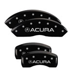 MGP 4 Caliper Covers Engraved Front & Rear Acura Black finish silver ch; 2002-2006