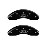 MGP Front set 2 Caliper Covers Engraved Front Oval logo/Ford Black finish silver ch; 2011-2017