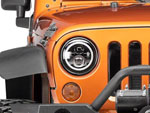 Raxiom 97-18 Jeep Wrangler TJ/JK Axial Halo Headlights w/ DRL Amber Signals- Blk Hsng (Clear Lens)