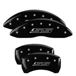 MGP 4 Caliper Covers Engraved Front & Rear Gen 5/SS Black finish silver ch; 2014-2015