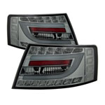 Spyder Audi A6 4Dr Sedan Only (non-Quattro) Light Bar LED Tail Lights - LED Model Only - Smoke - (ALT-YD-AA605V2-LBLED-SM); 2005-2008