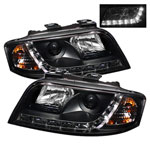 Spyder Audi A6 DRL LED Projector Headlights - Black - (PRO-YD-ADA601-DRL-BK)