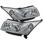 Spyder Chevrolet Cruze Projector Headlights - Light Tube DRL - Chrome - High H1 (Included) - Low H7 (Included) - (PRO-YD-CCRZ11-LTDRL-C); 2011-2013