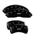 MGP 4 Caliper Covers Engraved Front & Rear MGP Black finish silver ch; 2015-2020