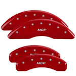 MGP 4 Caliper Covers Engraved Front & Rear MGP Red finish silver ch; 2008-2012