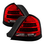 Xtune 98-11 Ford Crown Victoria LED Tail Lights -Red Clear ALT-JH-CVIC98-LED-PI-RC; 1998-2011