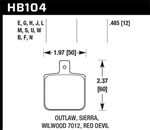 Hawk HT-10 Wilwood DL Single Outlaw w/ 0.156in Center Hole Race Brake Pads