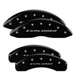 MGP 4 Caliper Covers Engraved Front & Rear Explorer Black finish silver ch; 2016-2017