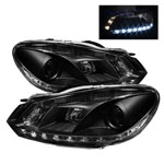 Spyder Volkswagen Golf / GTI ( Non HID ) DRL Projector Headlights - Black - (PRO-YD-VG10-DRL-BK)