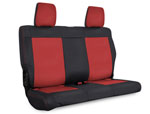 PRP 07-10 Jeep Wrangler JK Rear Seat Covers/2 door - Black/Red; 2007-2010