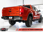 AWE Tuning 2019+ Ford Ranger 0FG Performance Exhaust System w/Diamond Black Tips & Rock Guard; 2019-2022