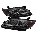 Spyder Toyota Camry DRL LED Projector Headlights - Smoke - (PRO-YD-TCAM07-DRL-SM)