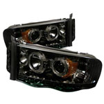 Spyder Dodge Ram 1500 Halo LED ( Replaceable LEDs ) Projector Headlights - Smoke - (PRO-YD-DR02-HL-SMC)