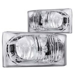 ANZO USA Ford Excursion Crystal Headlights Chrome 2pc; 2000-2004