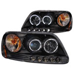 ANZO USA Ford Expedition Projector Headlights W/ Halo & Led Black 1pc; 1997-2002