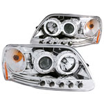 ANZO USA Ford Expedition Projector Headlights W/ Halo & Led Chrome 1pc; 1997-2002