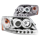 ANZO USA Ford Expedition Projector Headlights W/ Halo Chrome 1pc; 1997-2002