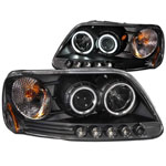 ANZO USA Ford Expedition Projector Headlights W/ Halo Black (Ccfl); 1997-2002