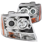 ANZO USA Chevrolet Suburban Projector Headlights W/ Halo Chrome; 2007-2014